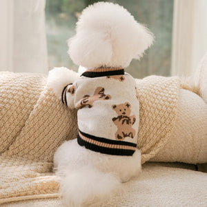 Dog Cat Sweater Preppy Style V-neck Striped Vest Pet Puppy Winter Warm Clothes Apparel For Dogs Cats