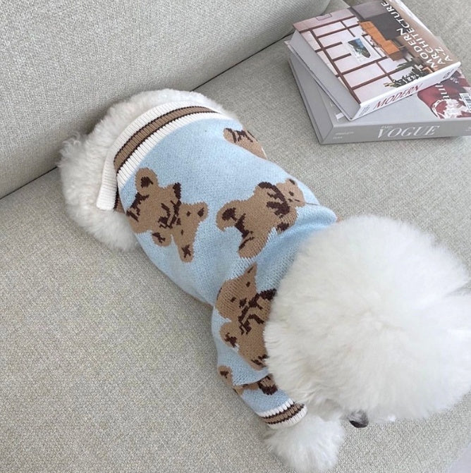 Dog Cat Sweater Preppy Style V-neck Striped Vest Pet Puppy Winter Warm Clothes Apparel For Dogs Cats